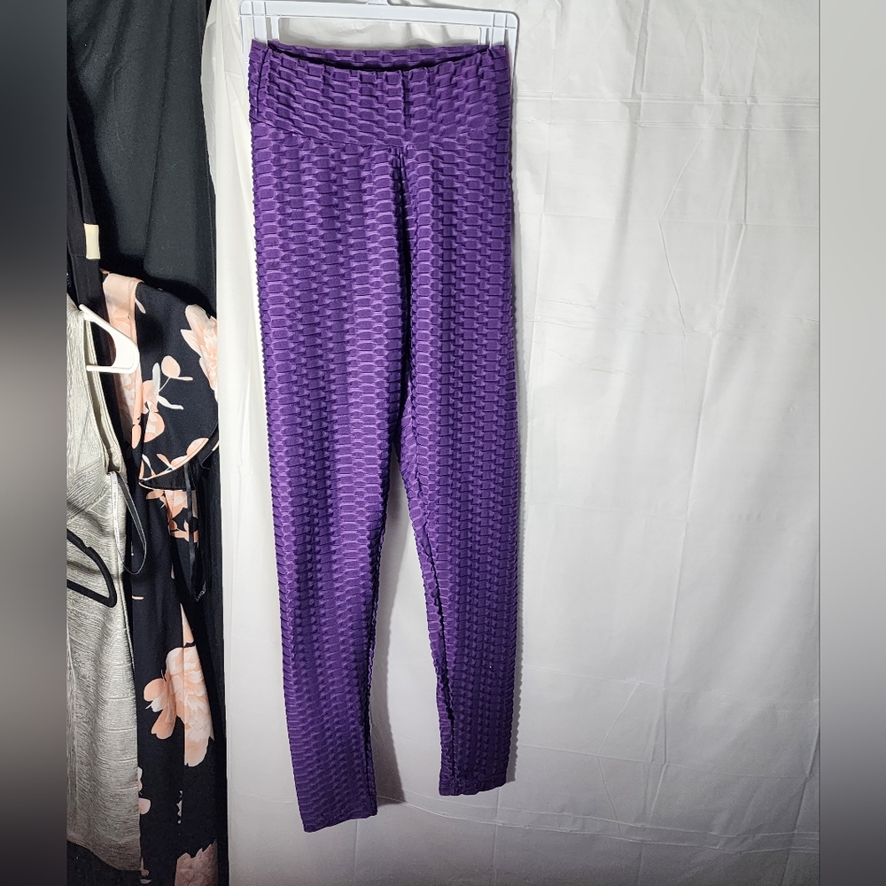 Purple Textured Women's Pants XS